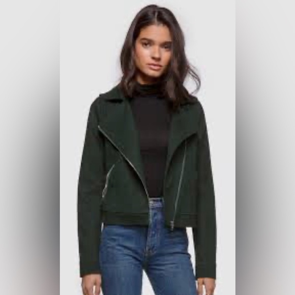 Greylin Atlas Brushed Boucle Moto Jacket in Emerald Green - Picture 4 of 4